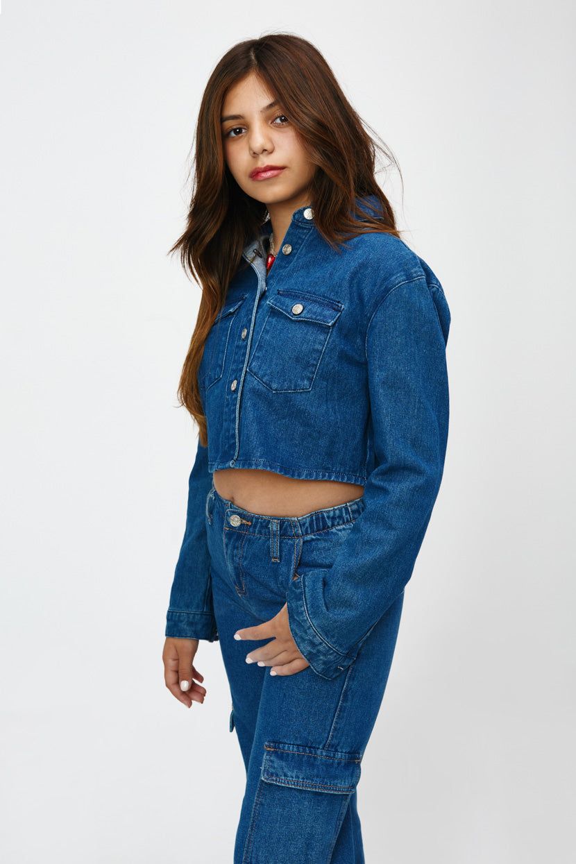 חולצה מכופתרת בלייק בד דנים sold by Adika product image thumbnail 3