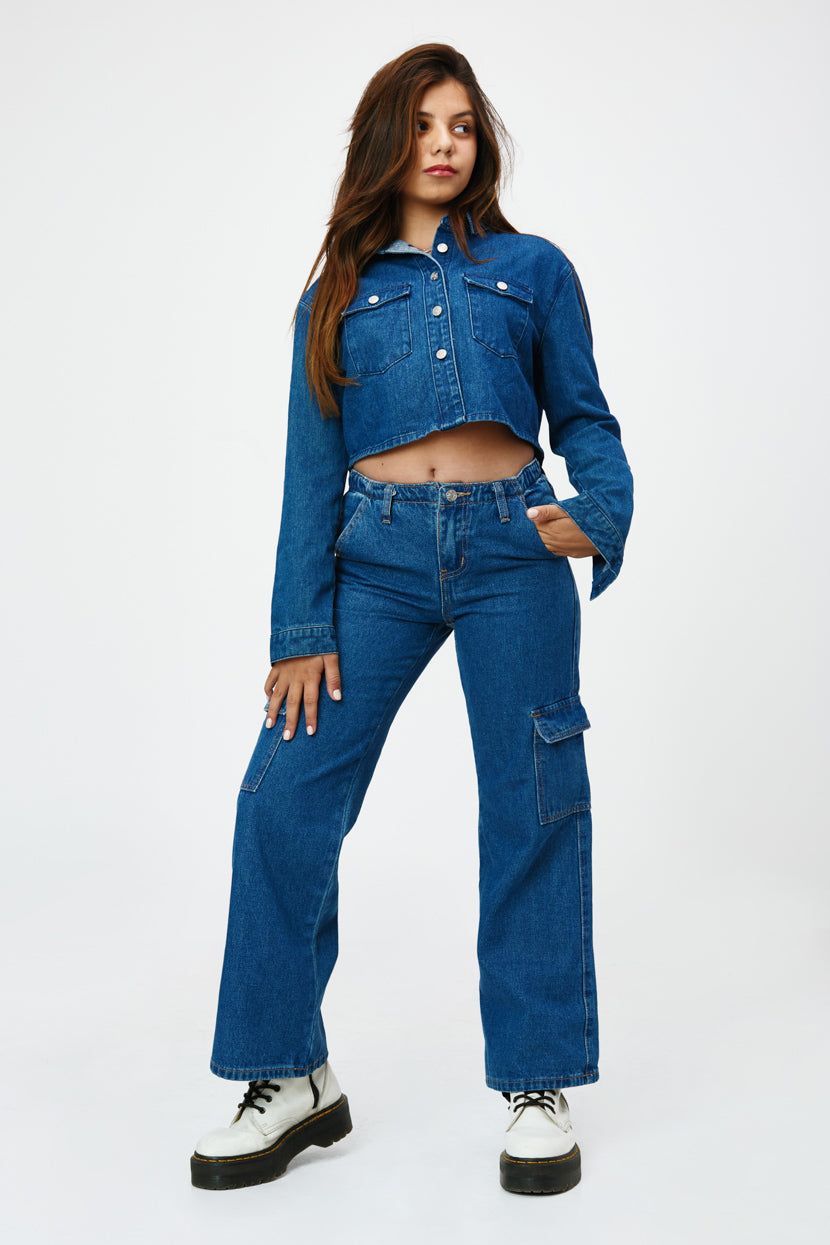 חולצה מכופתרת בלייק בד דנים sold by Adika product image thumbnail 2