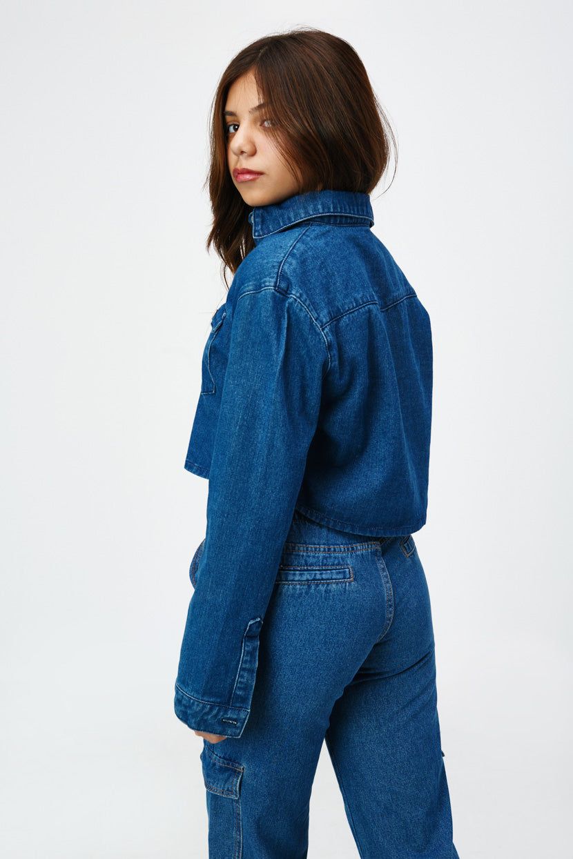 חולצה מכופתרת בלייק בד דנים sold by Adika product image thumbnail 4