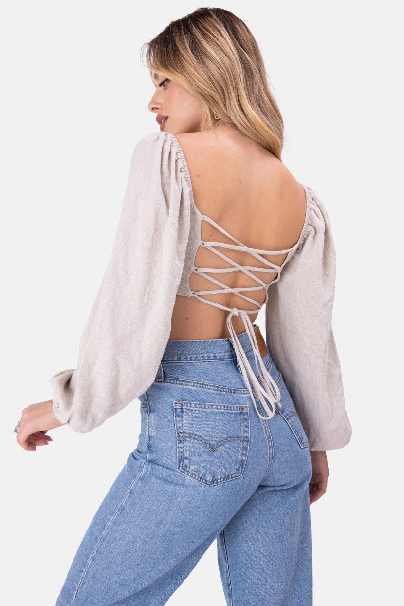 טופ קרופ קרואו שרוכי קשירה בגב sold by Adika