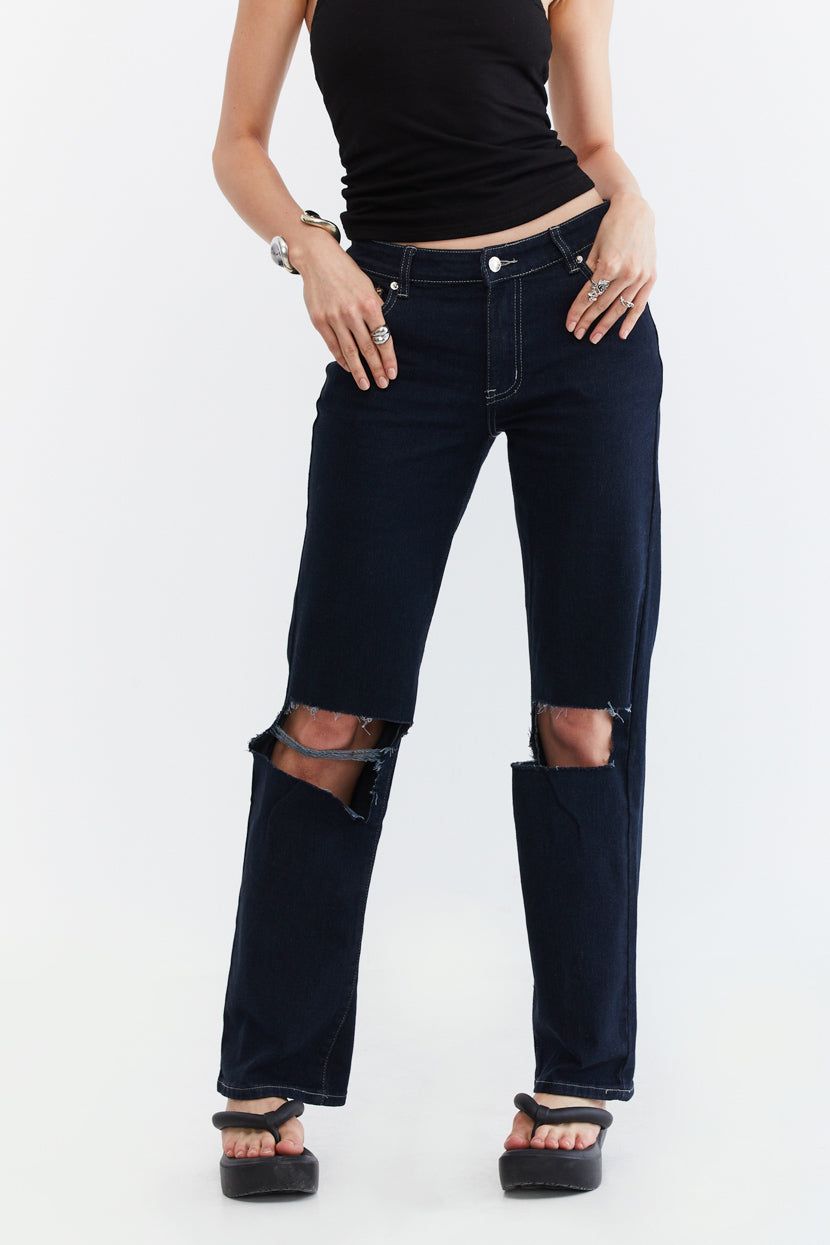 ג'ינס Peace Or Whateva בשילוב קרעים | STRAIGHT sold by Adika product image thumbnail 2