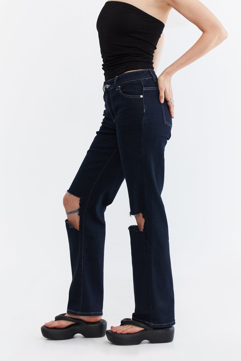 ג'ינס Peace Or Whateva בשילוב קרעים | STRAIGHT sold by Adika product image thumbnail 3