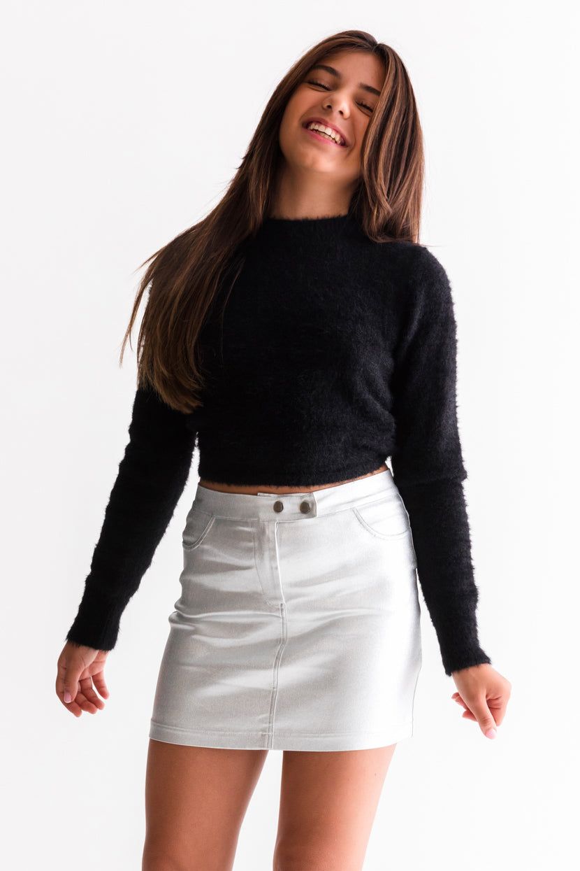 חצאית מיני אשלי גימור מטאלי sold by Adika