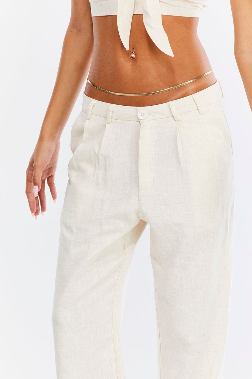 מכנסיים מחויטים Effortless Chic טקסטורת פשתן sold by Adika product image thumbnail 4