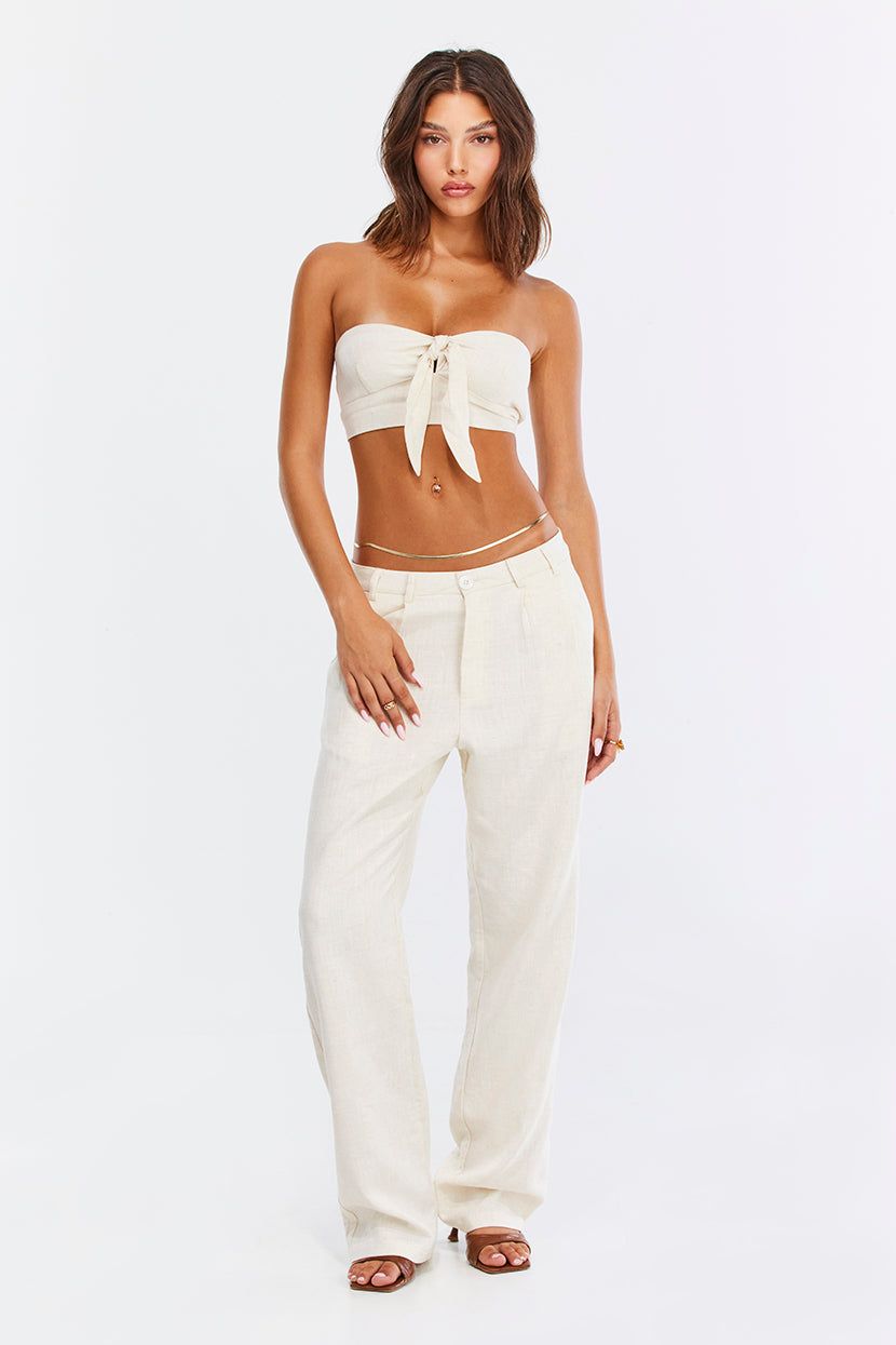 מכנסיים מחויטים Effortless Chic טקסטורת פשתן sold by Adika