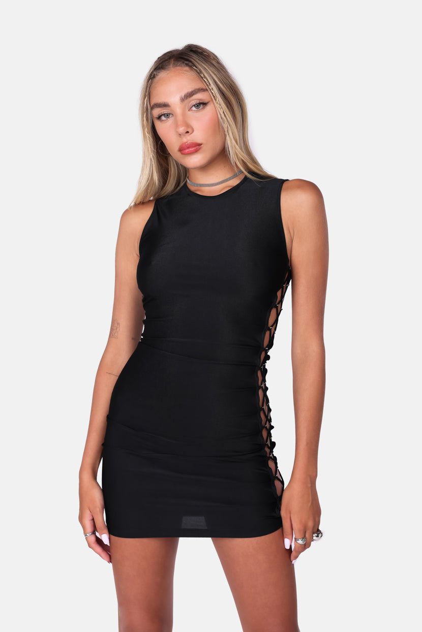 שמלת מיני Click Bait שרוכים מצטלבים sold by Adika product image thumbnail 3