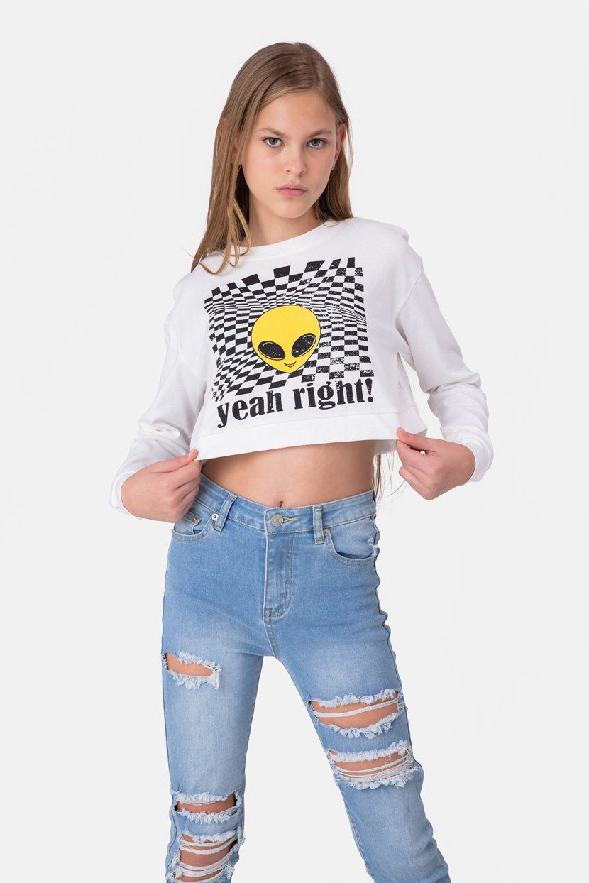 טי-שירט קרופ YEAH RIGHT sold by Adika product image thumbnail 2