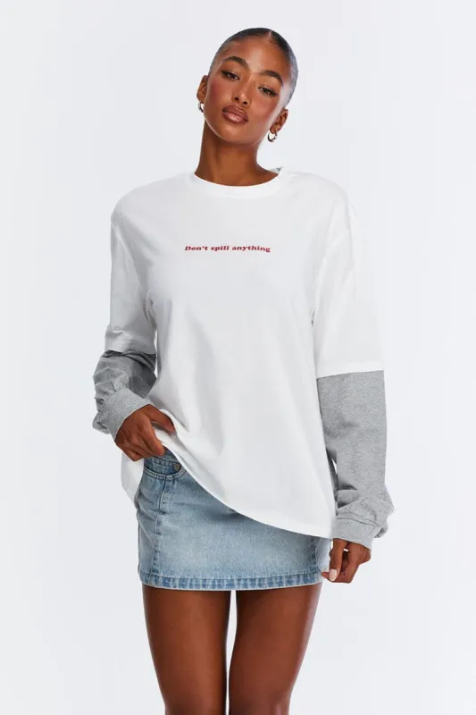טי-שירט DON'T SPILL מראה שכבות sold by Adika