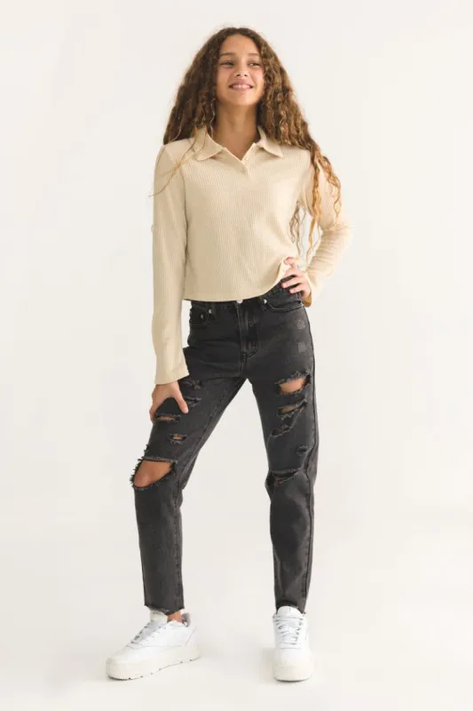 מכנסי ג'ינס מישל בשילוב קרעים sold by Adika