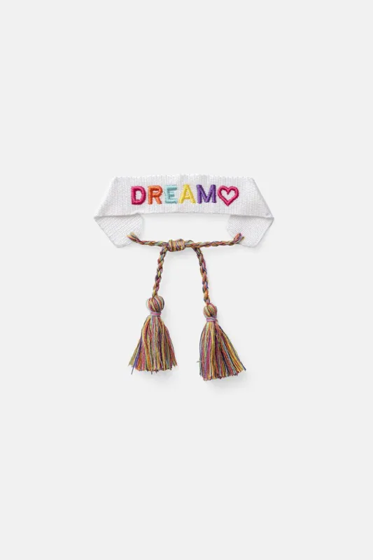 צמיד בד Dream Love בשילוב פרנזים sold by Adika