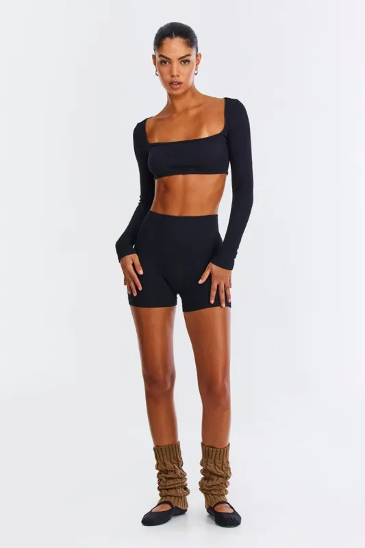 חולצת ריב Black Out חיתוך קרופ | SEAMLESS sold by Adika