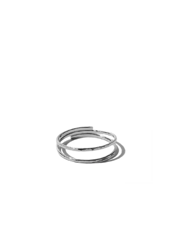 Double Hammered Ring - Silver sold by C'est beau