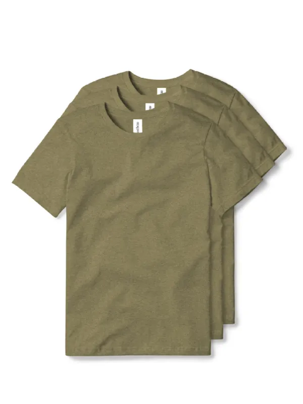 Essential T-Shirt - Heather Military Green - 3 Pack sold by C'est beau
