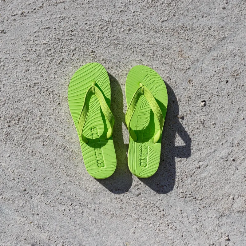 Slim Wide Strap Lime Green Flip Flop sold by Sleepers