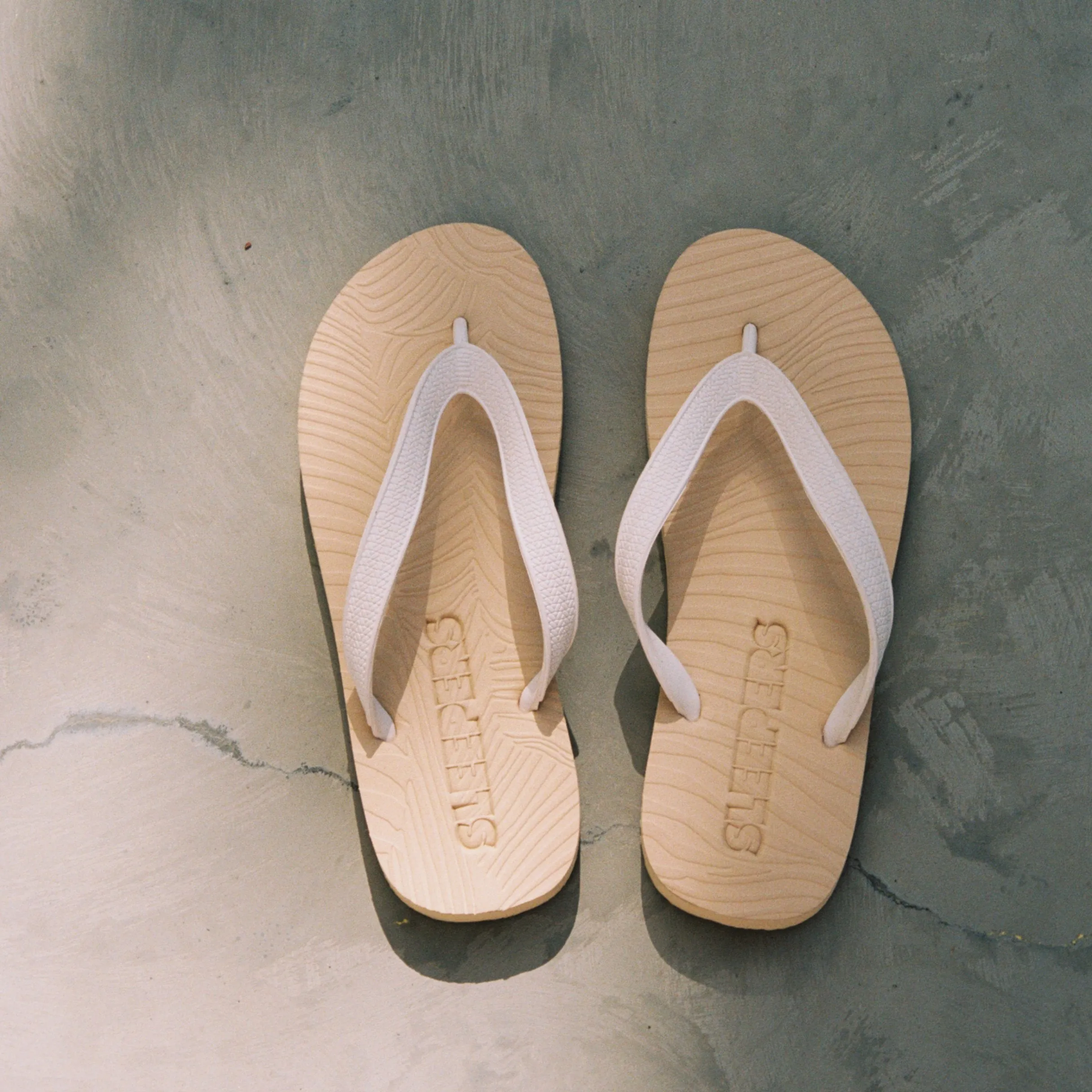 Mens Beige White Flip Flop sold by Sleepers