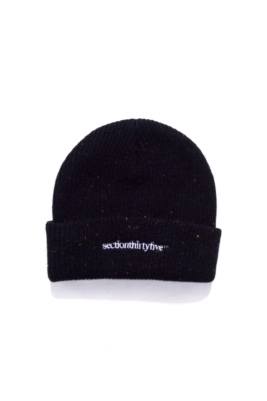 Wordmark OG Speckled Beanie - Black made by SECTION 35
