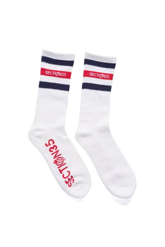 OG Crew Sock - White/Navy/Red sold by SECTION 35