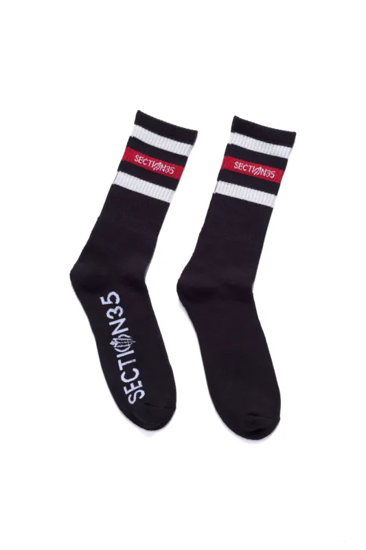 OG Crew Sock - Black/Red sold by SECTION 35