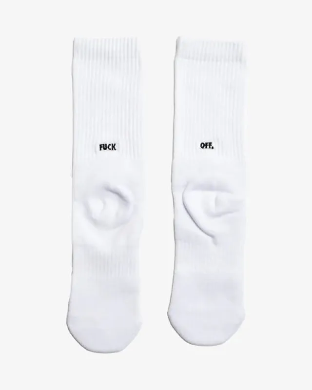 RBW Fuck Off Crew Socks - White sold by SECTION 35