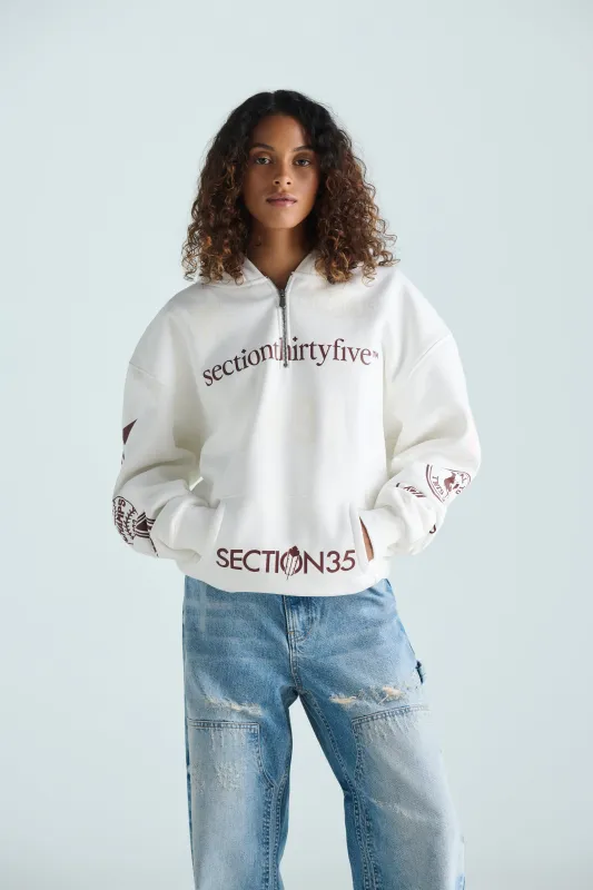 Por Vida Half Zip - Cream sold by SECTION 35