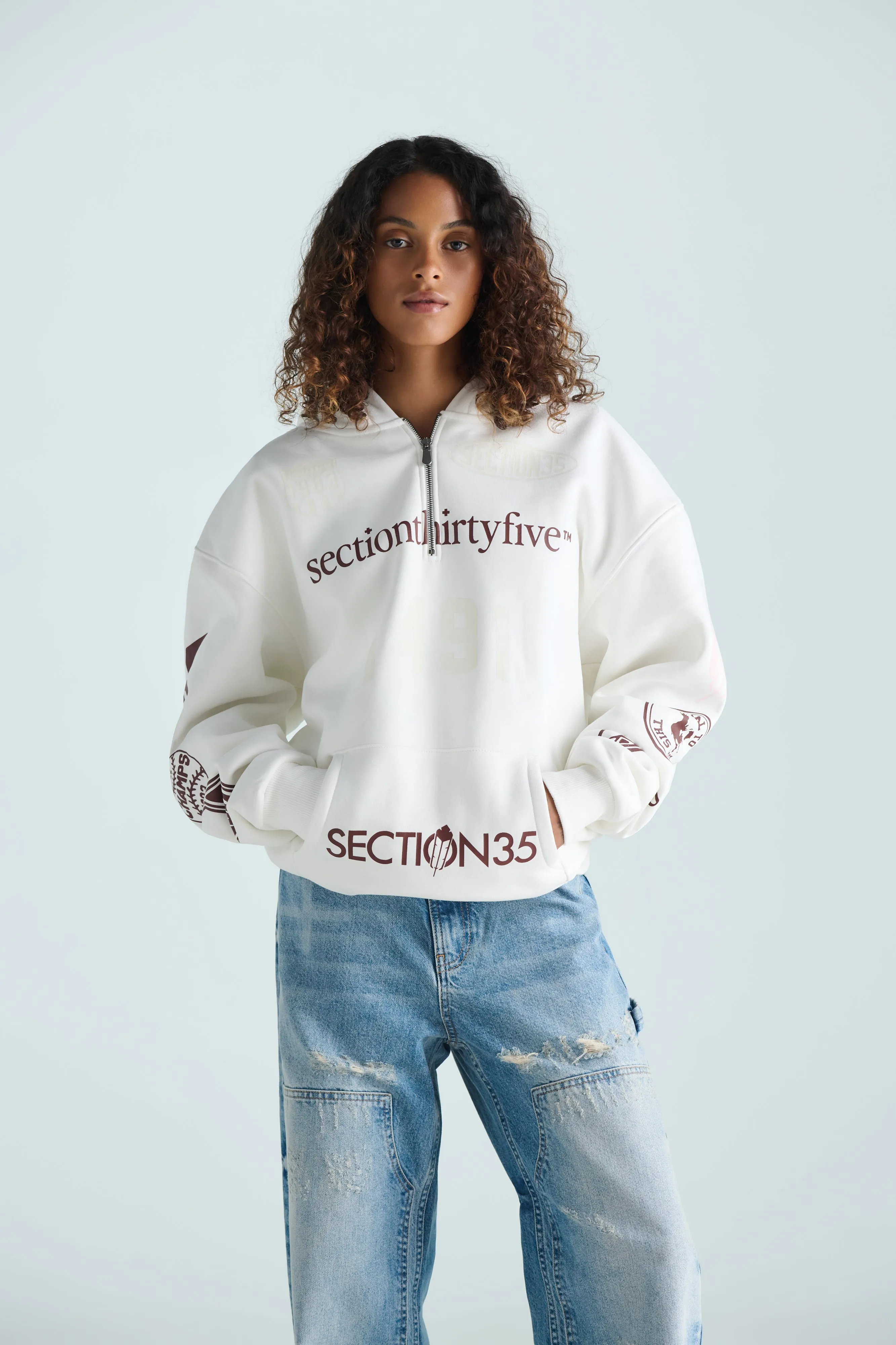 Por Vida Half Zip - Cream sold by SECTION 35