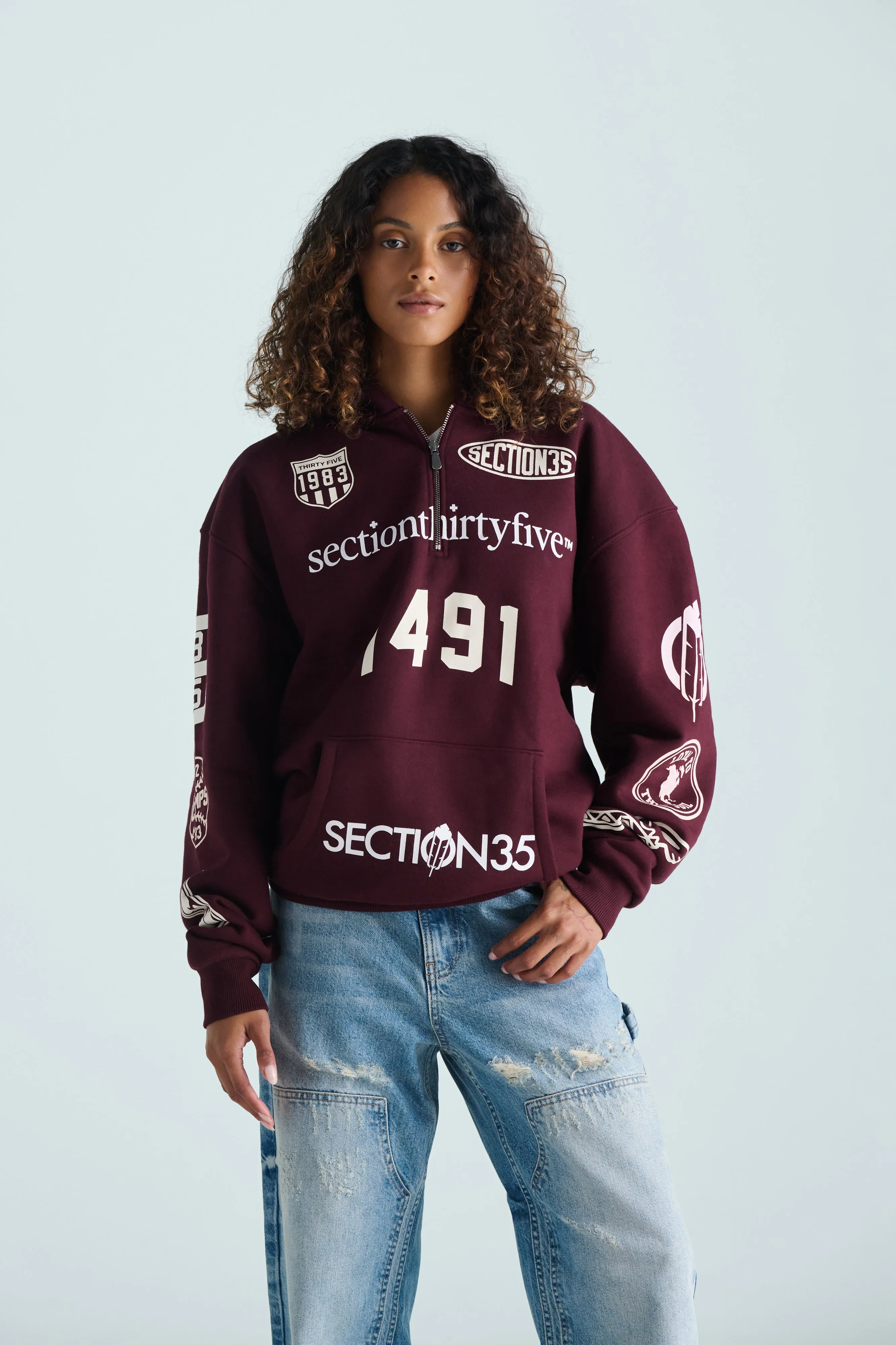 Por Vida Half Zip - Burgundy sold by SECTION 35