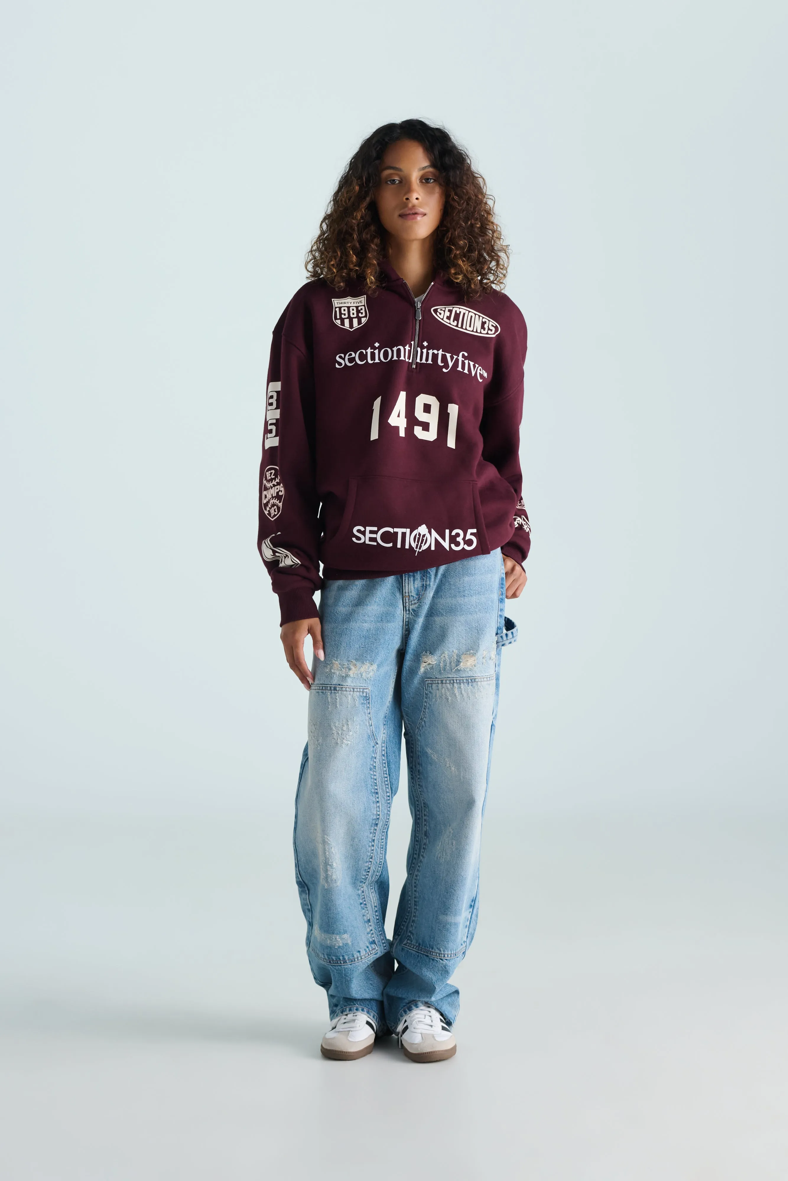 Por Vida Half Zip - Burgundy sold by SECTION 35 product image thumbnail 2