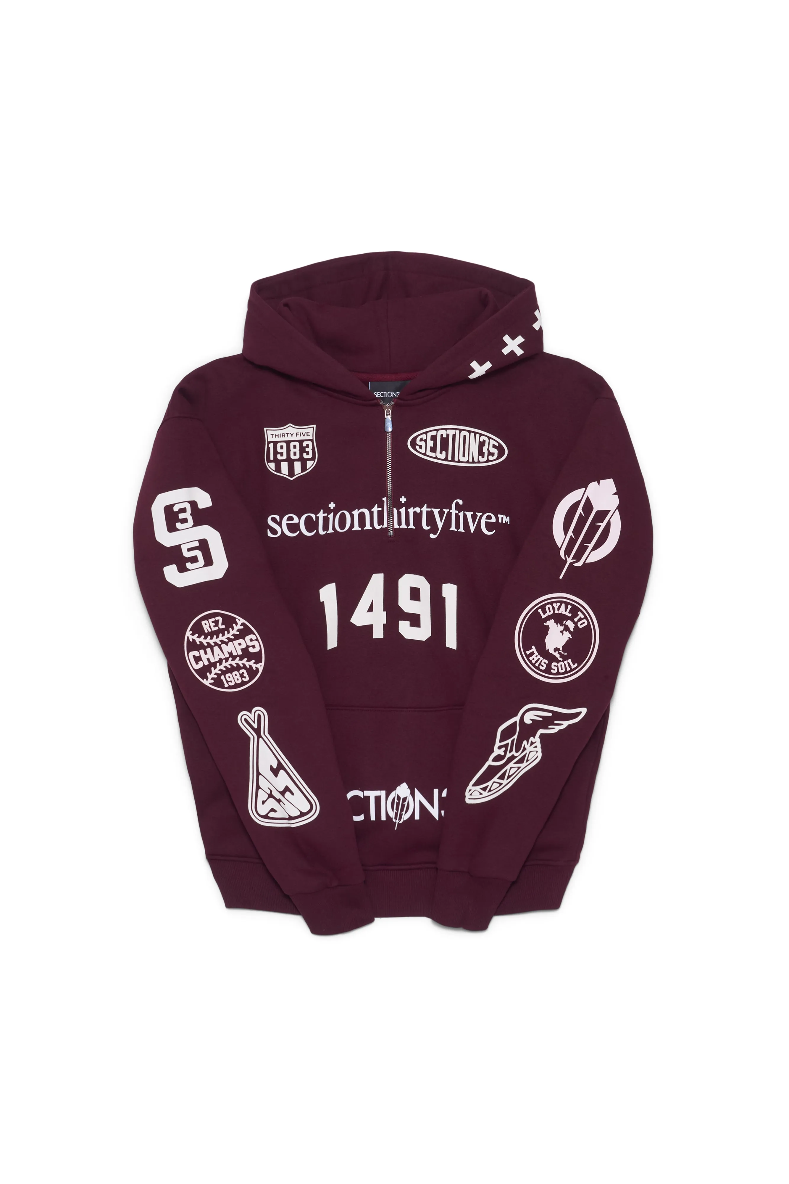 Por Vida Half Zip - Burgundy sold by SECTION 35 product image thumbnail 4