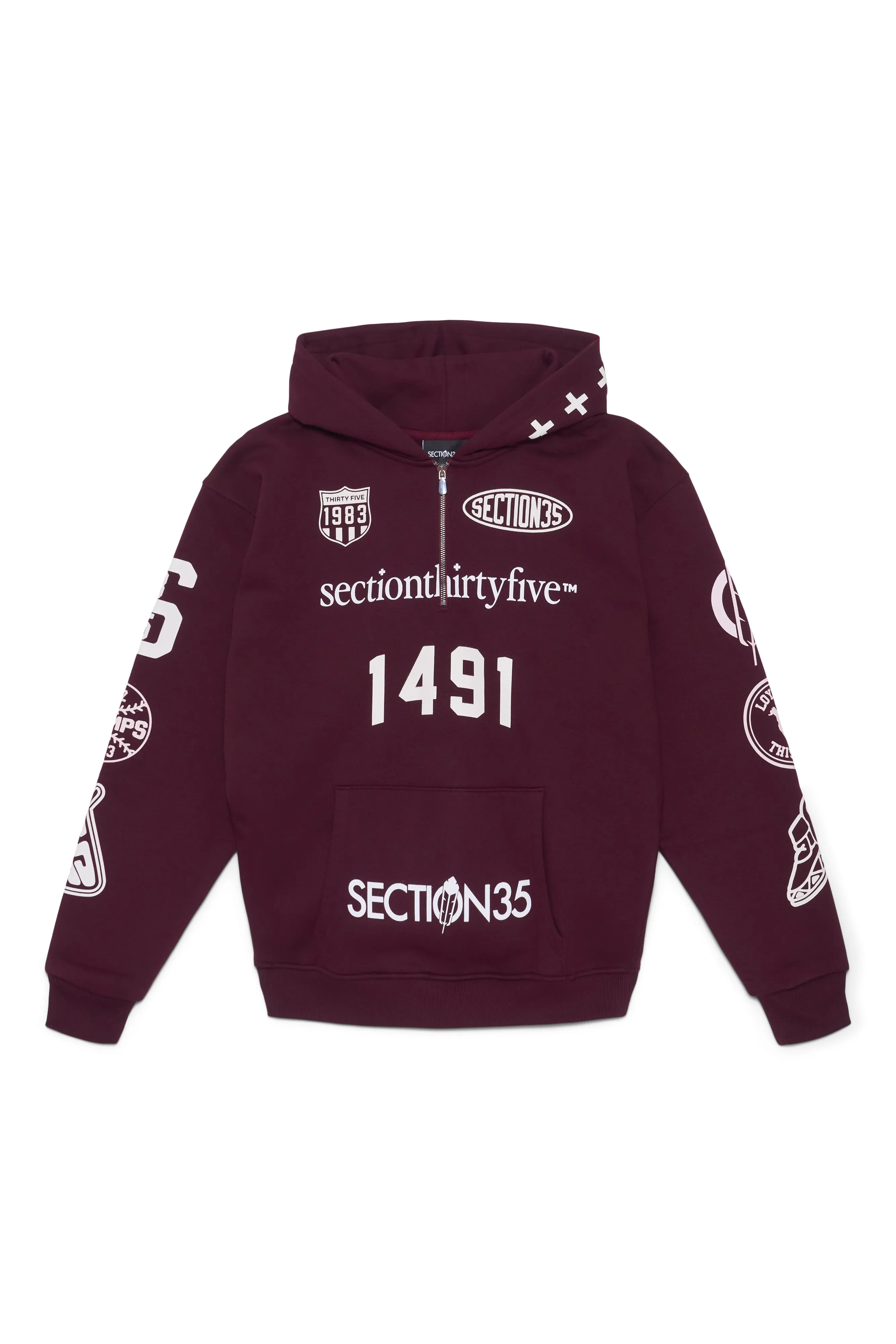 Por Vida Half Zip - Burgundy sold by SECTION 35 product image thumbnail 3