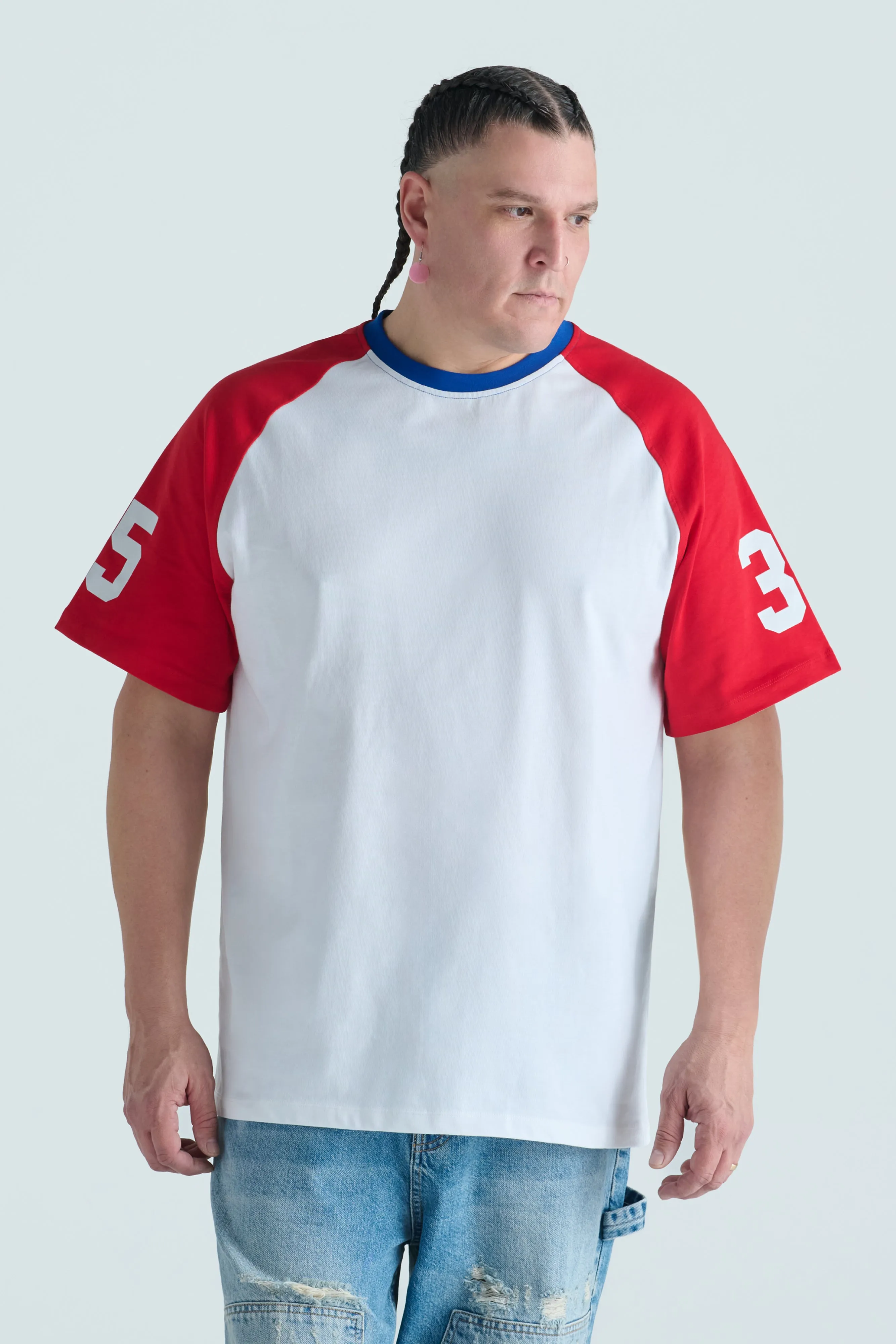 Varsity Raglan Tee - Red, Blue & White sold by SECTION 35