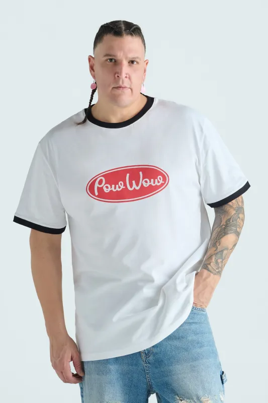 Pow Wow Ringer Tee - Ecru & Black sold by SECTION 35