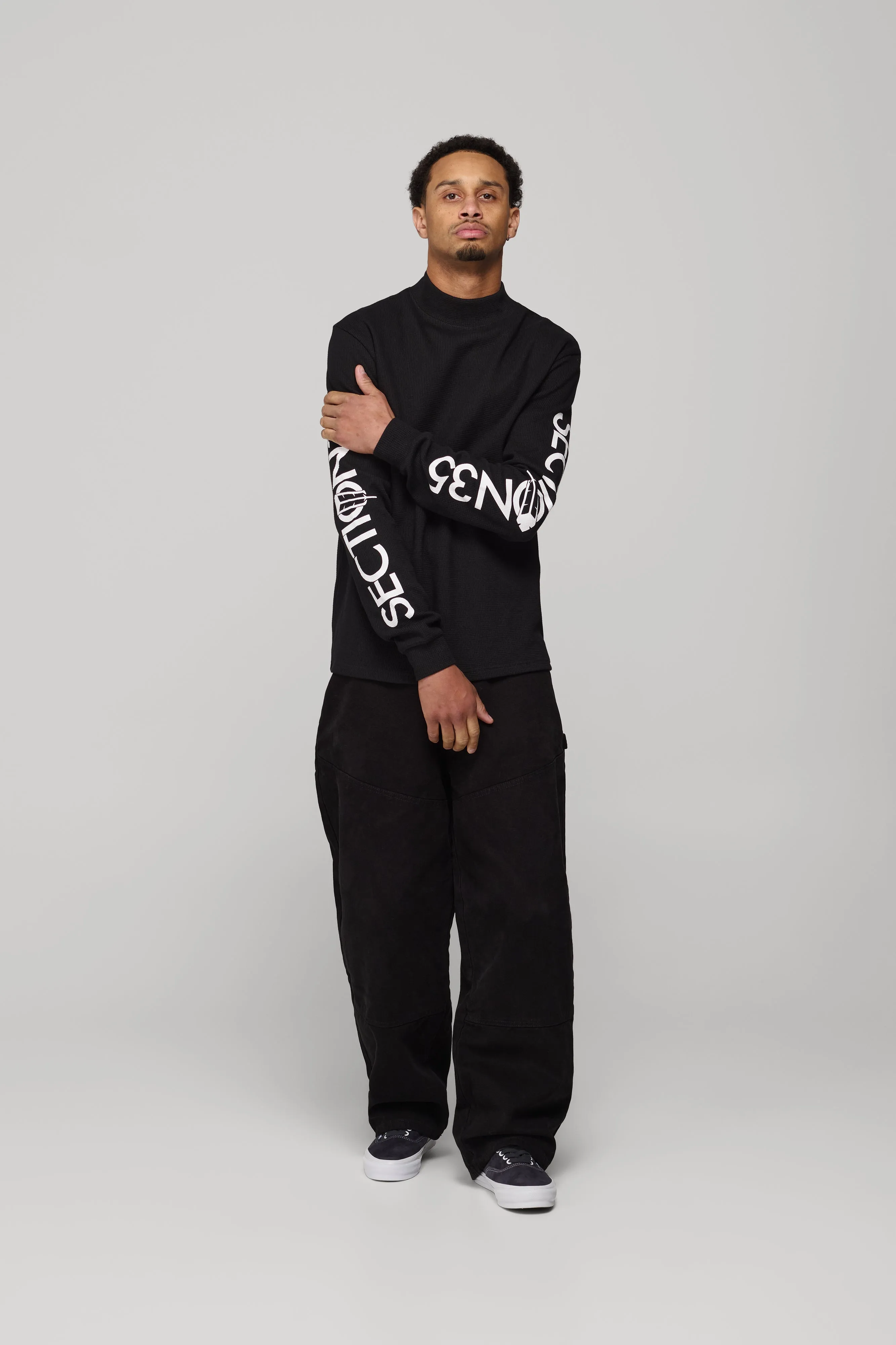 OG Waffle Mock Neck LS - Black sold by SECTION 35 product image thumbnail 4