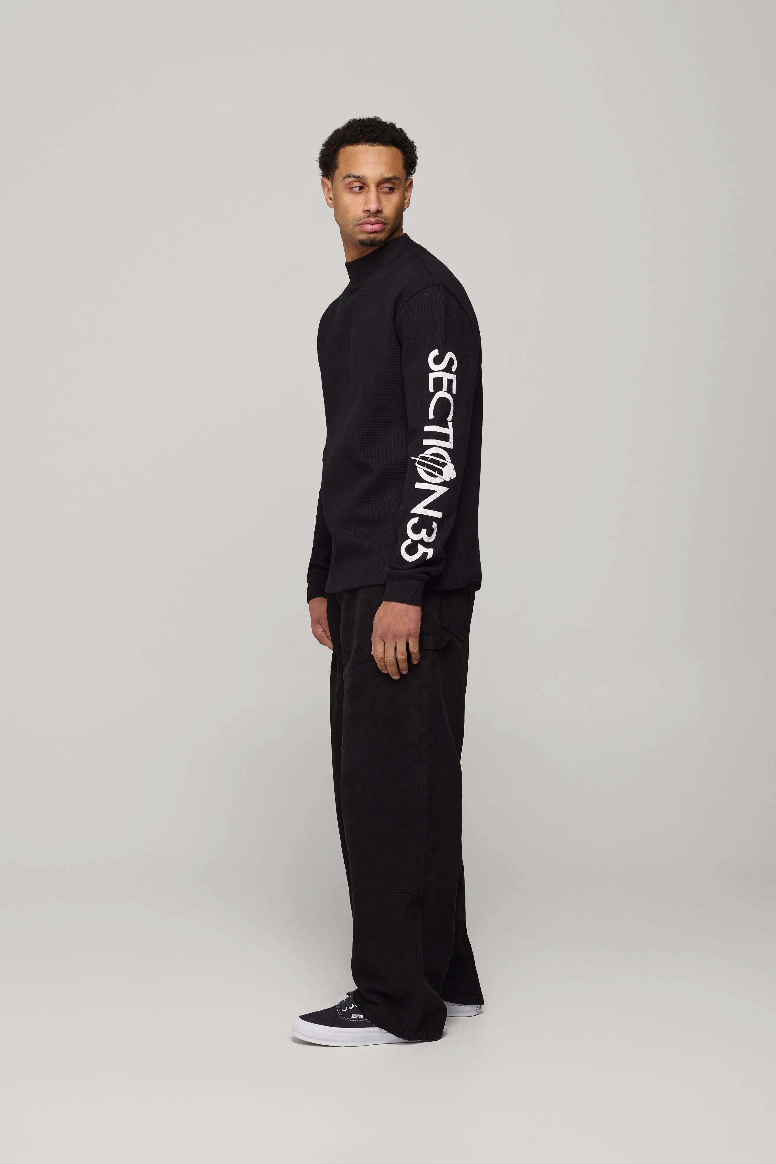 OG Waffle Mock Neck LS - Black sold by SECTION 35 product image thumbnail 5