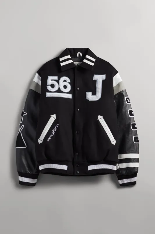 JJL x Roots Mistatim Letterman Jacket - Black made by SECTION 35