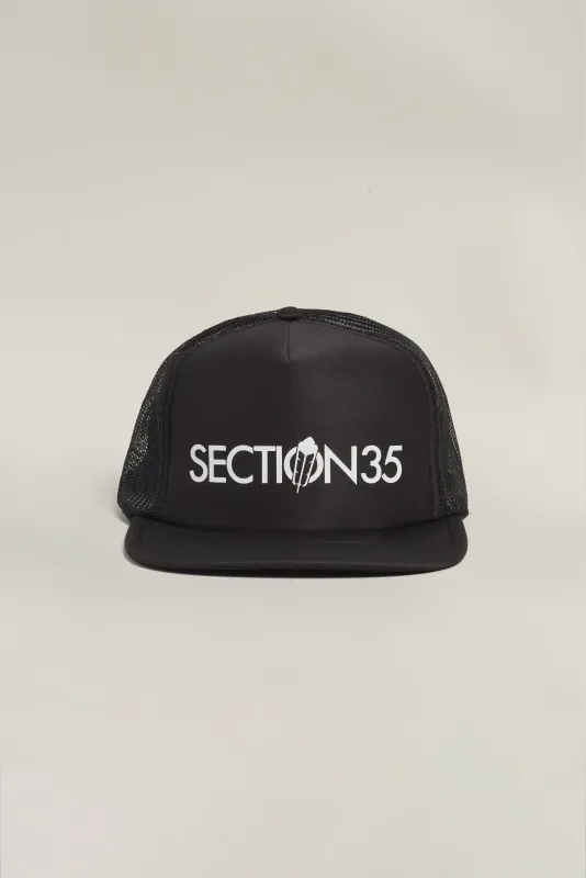 ATHL3TIC5 Flat Bill Foam Trucker Hat by Otto - Black made by SECTION 35