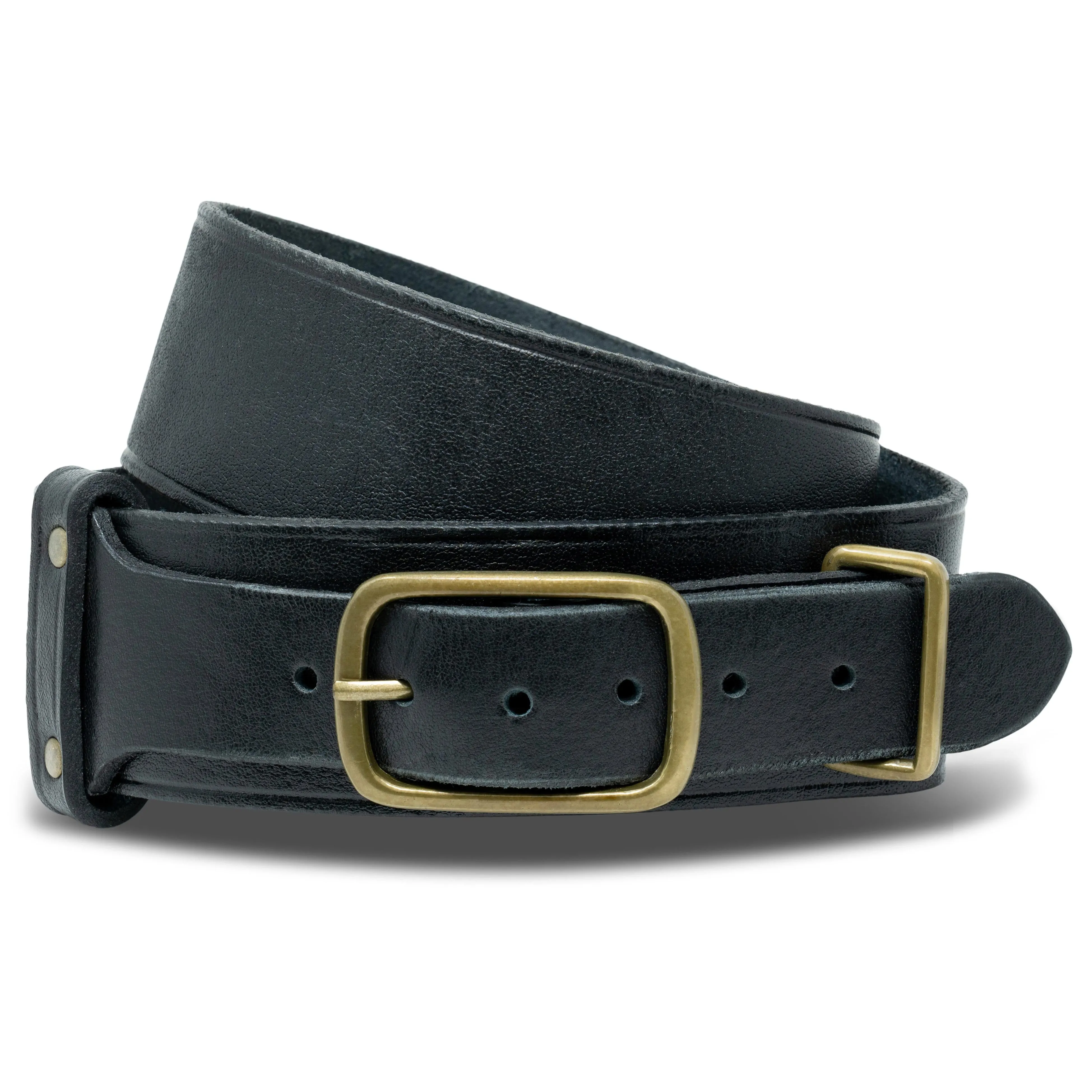 Dundee Kilt Belt - Black Leather Classic sold by Damn Near Kilt ‘Em