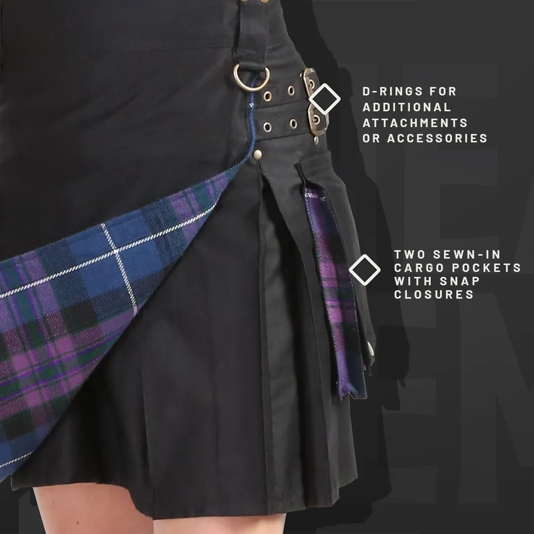 The Rhona Kilt - Black and Tartan sold by Damn Near Kilt ‘Em product image thumbnail 5