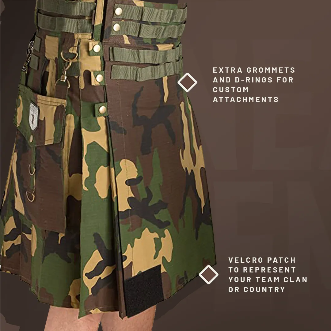 The Tactical Kilt - Woodland Camo sold by Damn Near Kilt ‘Em product image thumbnail 4