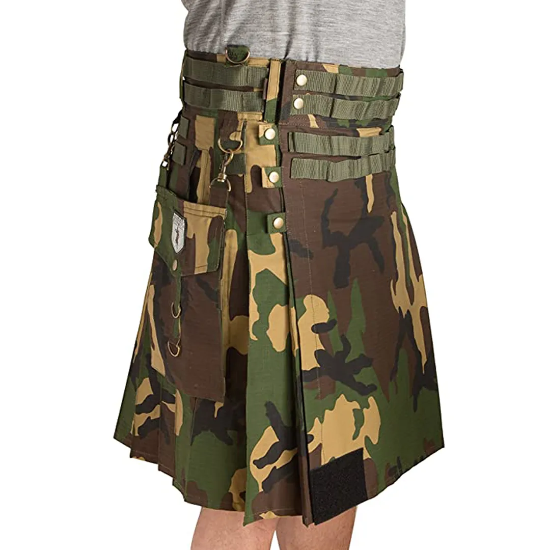 The Tactical Kilt - Woodland Camo sold by Damn Near Kilt ‘Em