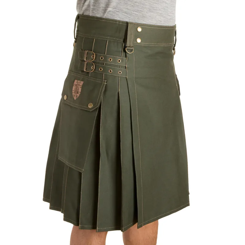 The Greenhorn Kilt - Olive made by Damn Near Kilt ‘Em