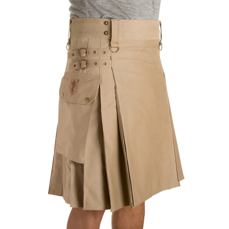 The Greenhorn Kilt - Khaki made by Damn Near Kilt ‘Em