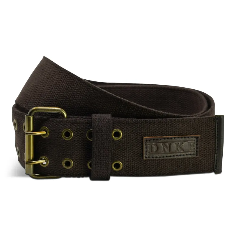 Double Prong Kilt Belt - Brown Woven Cotton made by Damn Near Kilt ‘Em