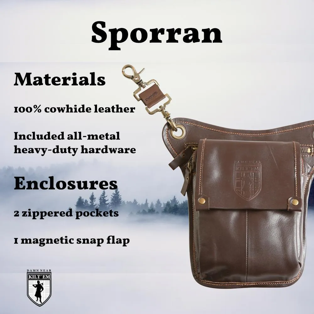 Leather Sporran - Brown Raw Hide sold by Damn Near Kilt ‘Em product image thumbnail 3
