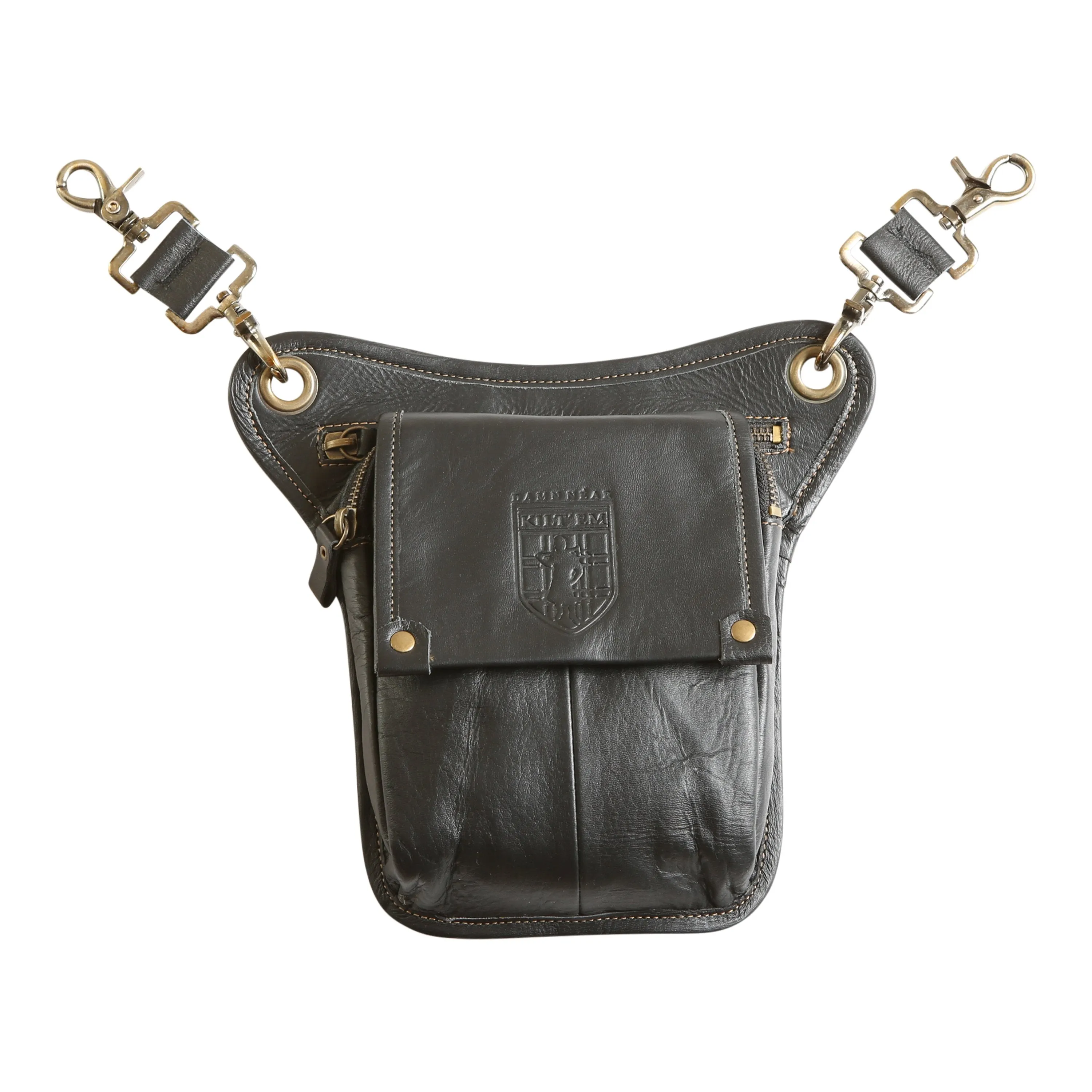 Leather Sporran - Black Raw Hide sold by Damn Near Kilt ‘Em