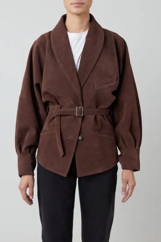 Estate Jacket in Chocolate Suede sold by Still Here
