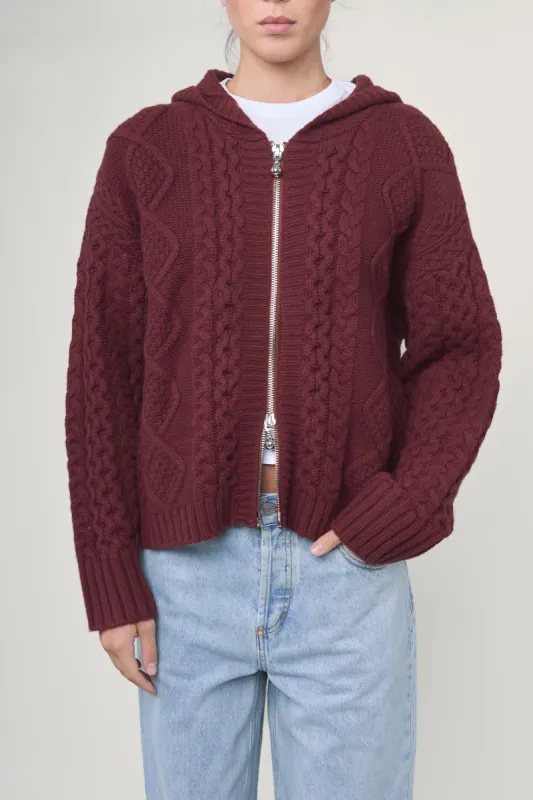 Dakota Zip Sweater in Burgundy sold by Still Here