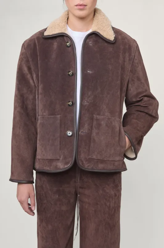 Townes Jacket in Chocolate Suede sold by Still Here