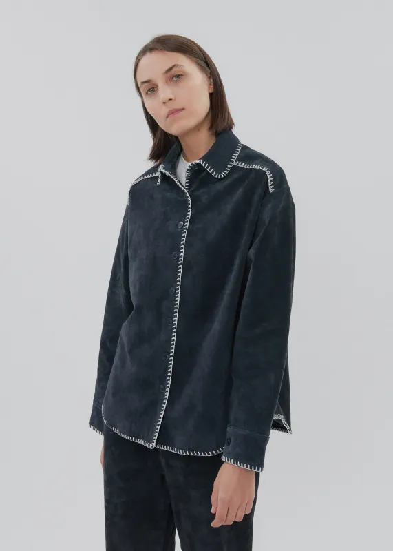 Western Shirt in Navy Suede sold by Still Here