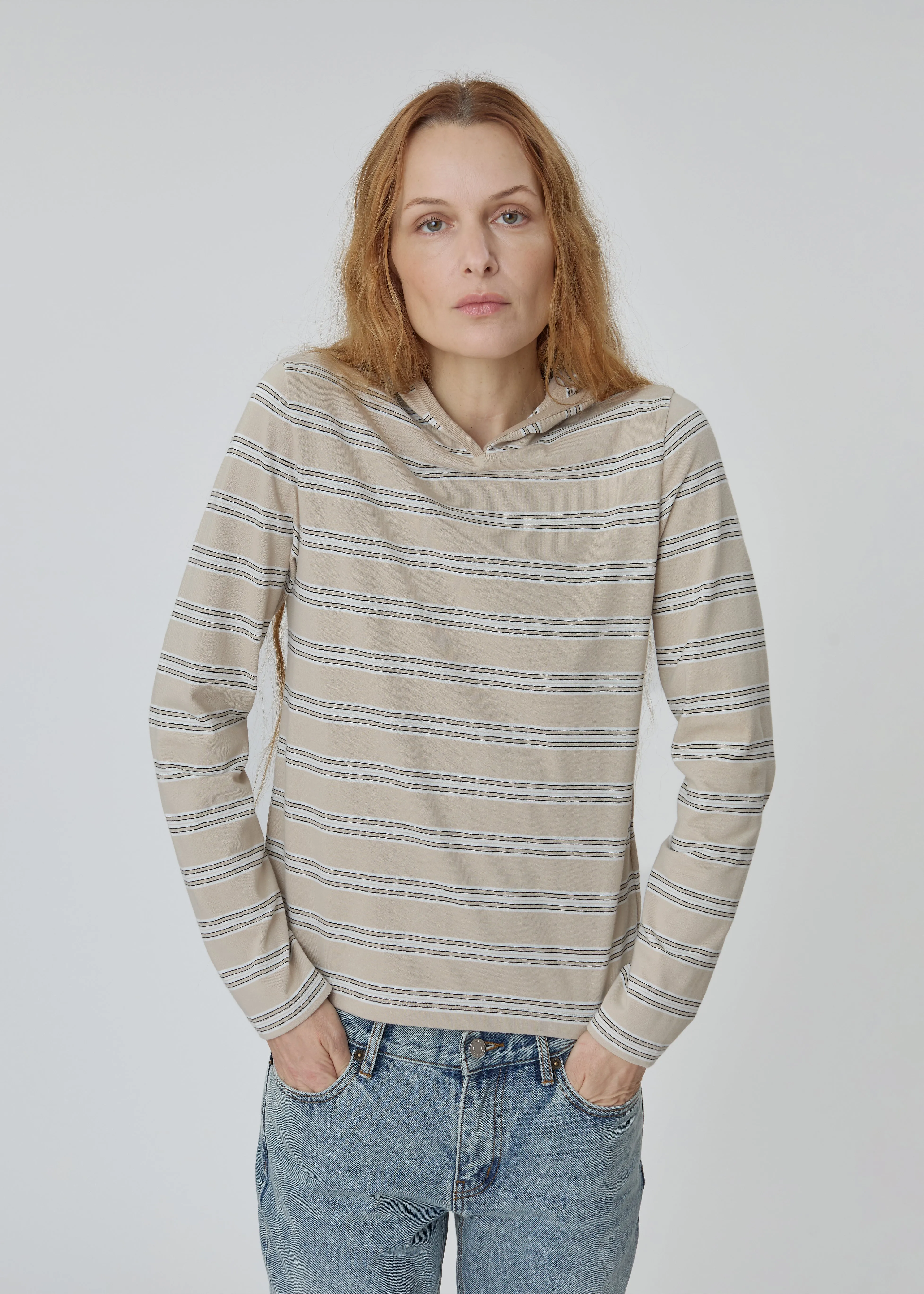 Nellie Shirt in Beige Stripe sold by Still Here