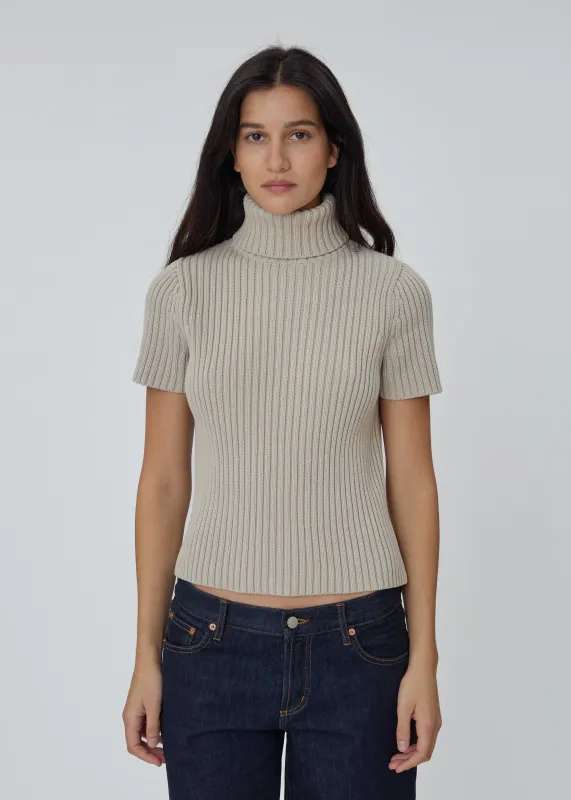 Miller Turtleneck Short Sleeve in Stone made by Still Here